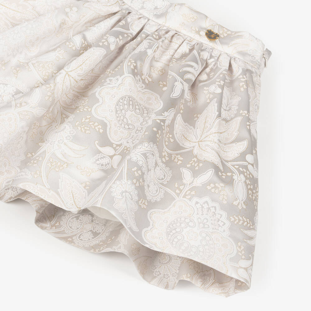 Monnalisa-Girls Ivory Jacquard Satin Skirt Set | Childrensalon Outlet