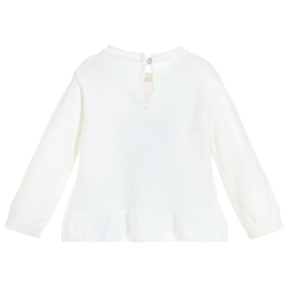Monnalisa-Girls Ivory Knitted Sweater  | Childrensalon Outlet