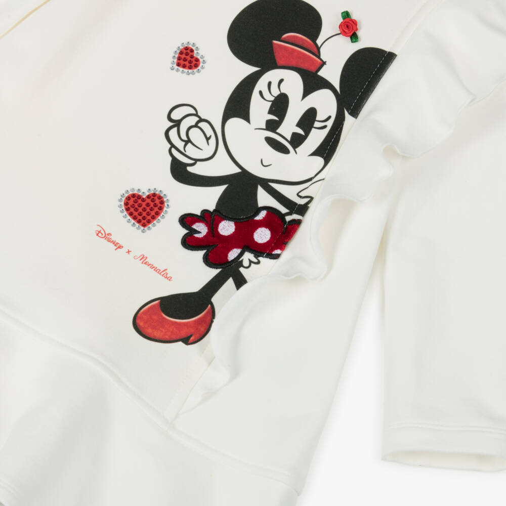 Monnalisa-Girls Ivory Minnie Mouse Jersey Dress | Childrensalon Outlet