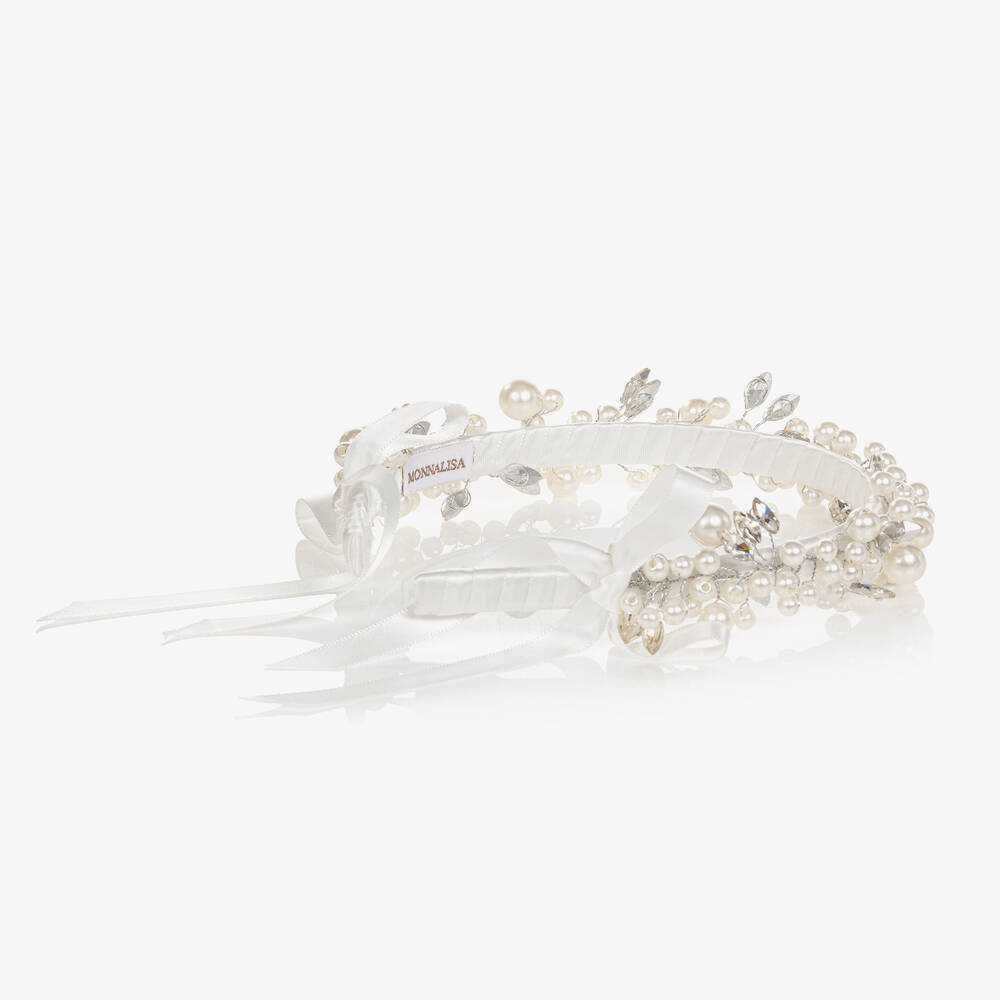 Monnalisa Chic-Girls Ivory Pearl Hairband | Childrensalon Outlet