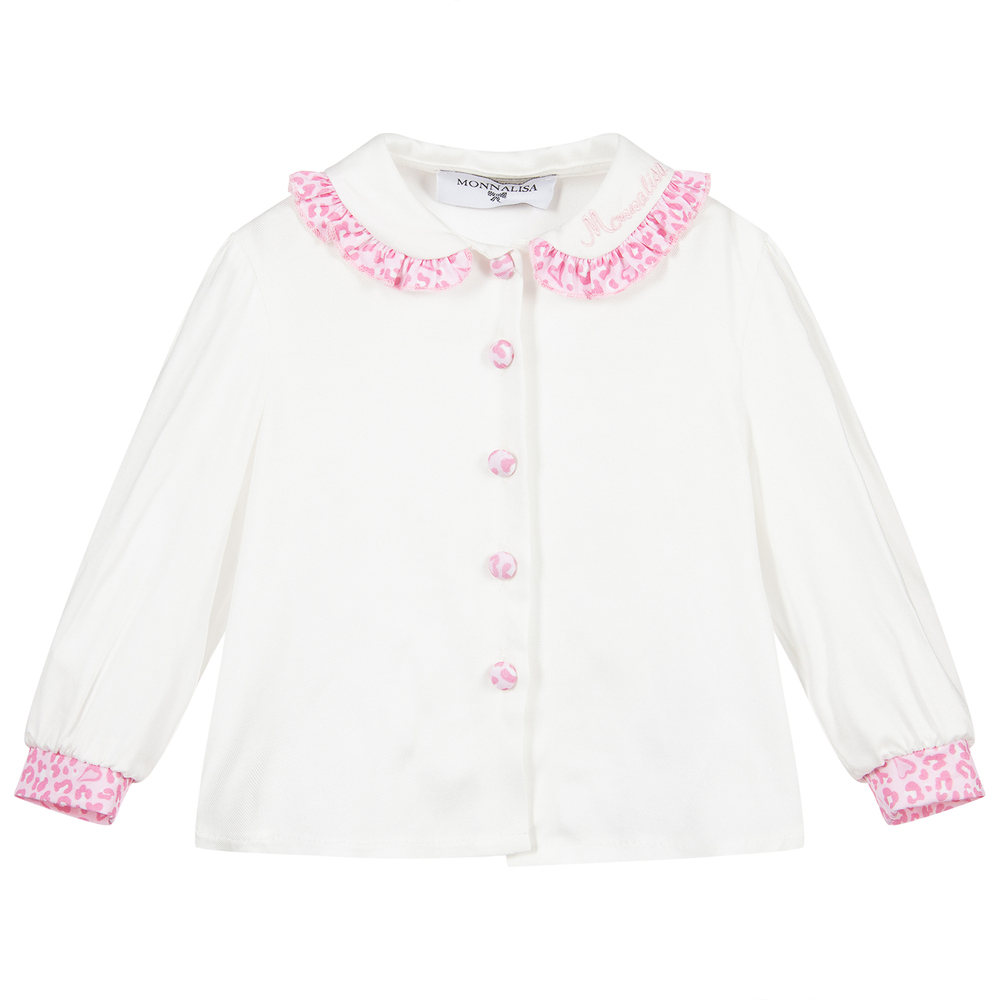 Monnalisa - Mädchen-Bluse, elfenbein & rosa | Childrensalon