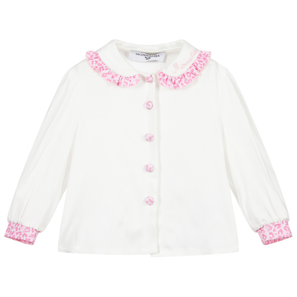Monnalisa-Girls Ivory & Pink Blouse | Childrensalon Outlet