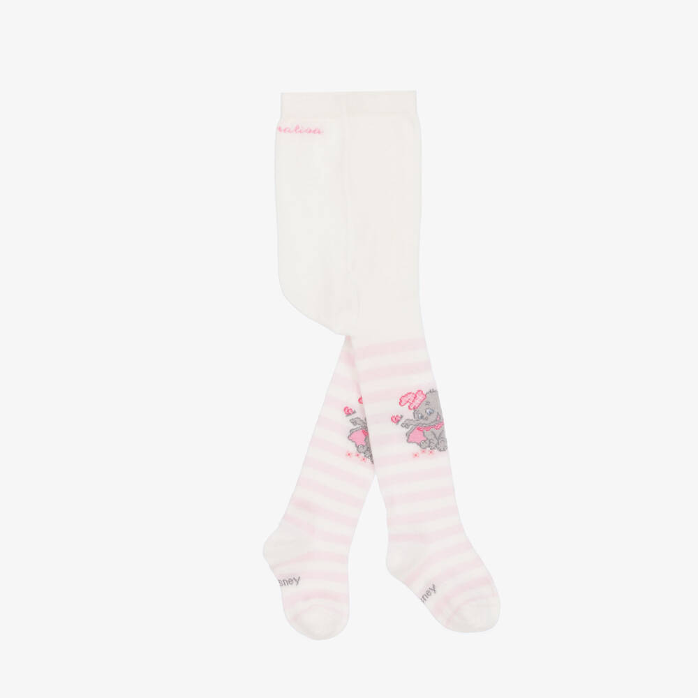 Monnalisa-Girls Ivory & Pink Cartoon Tights | Childrensalon Outlet