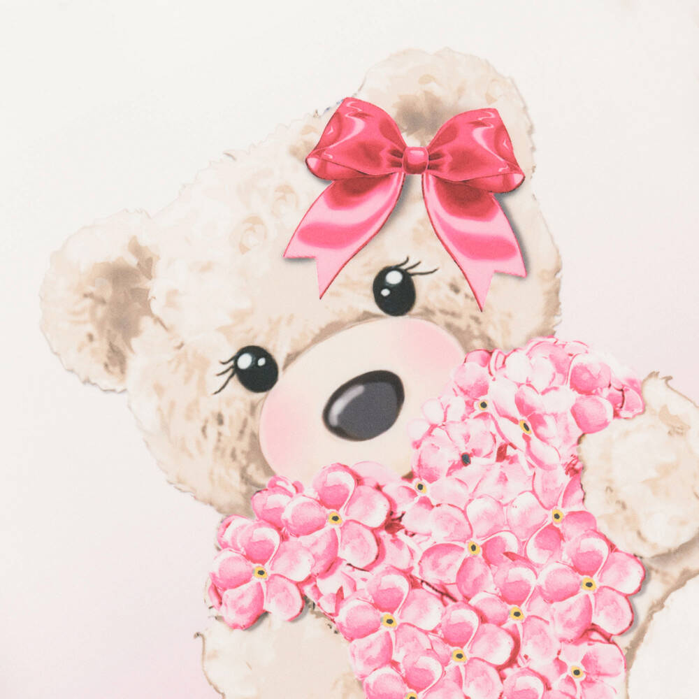 Monnalisa-Girls Ivory & Pink Ombré Bear Dress | Childrensalon Outlet