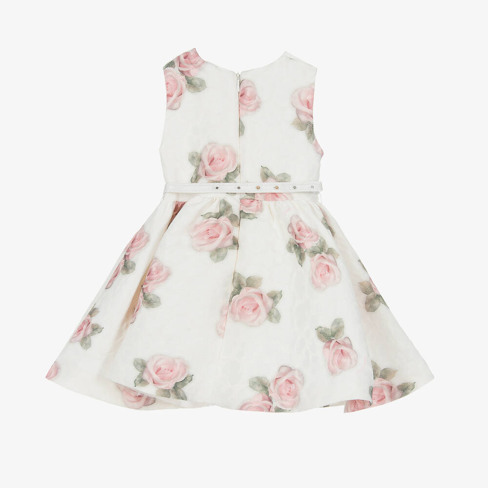 Monnalisa-Кремовое платье с розовыми розами | Childrensalon Outlet