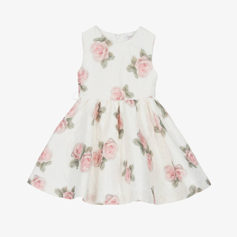 Monnalisa-Кремовое платье с розовыми розами | Childrensalon Outlet