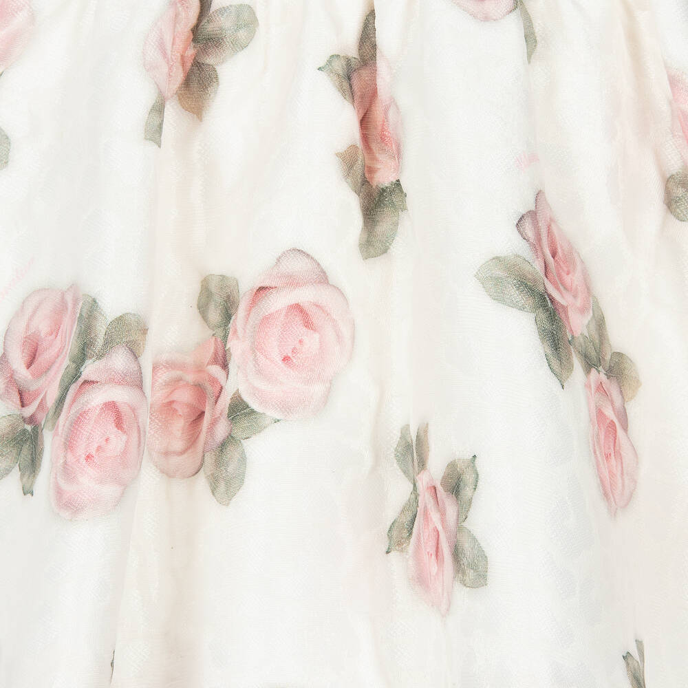 Monnalisa-Кремовое платье с розовыми розами | Childrensalon Outlet
