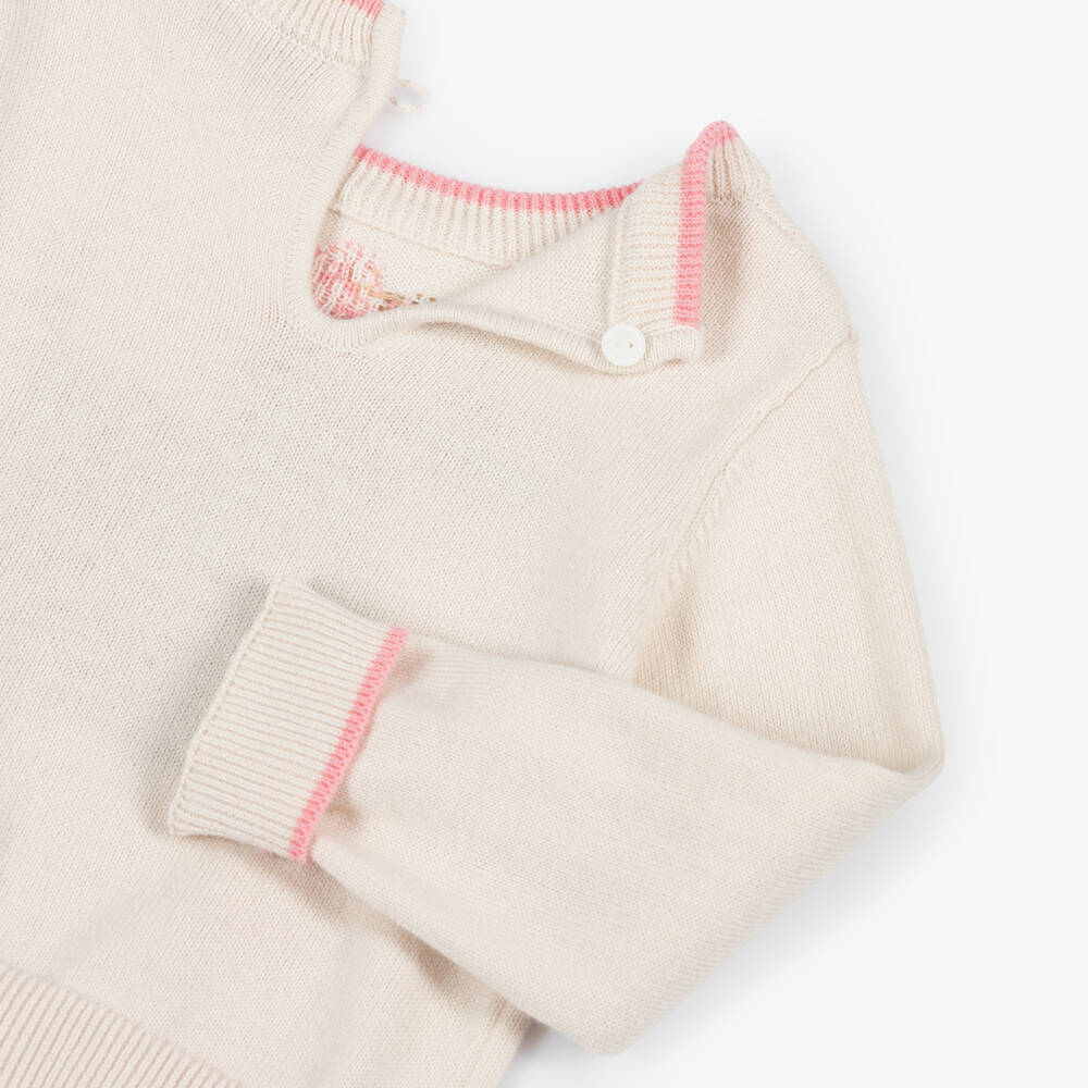 Monnalisa-Girls Ivory Puppy Knit Sweater | Childrensalon Outlet