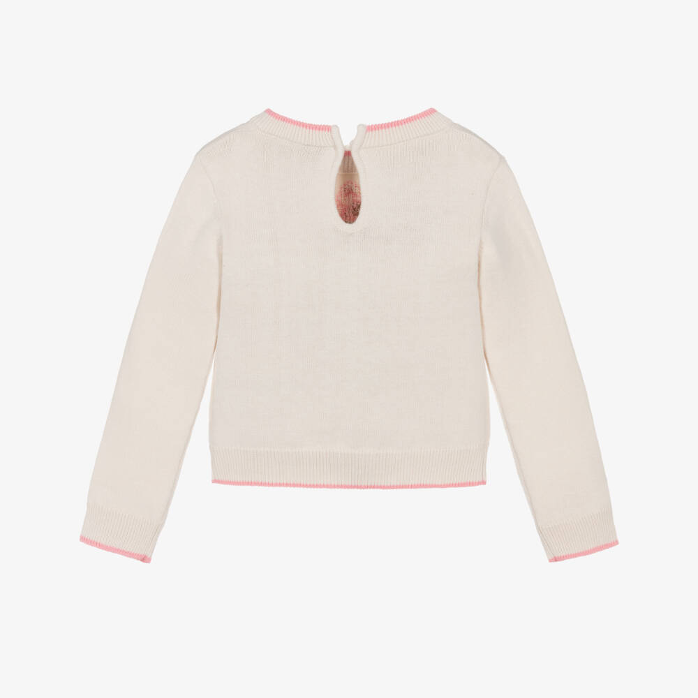 Monnalisa-Girls Ivory Puppy Knit Sweater | Childrensalon Outlet