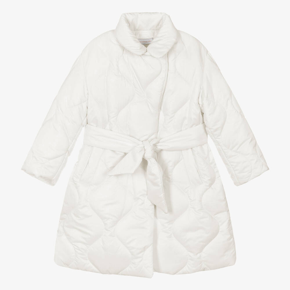 Monnalisa - Кремовое стеганое пальто для девочек | Childrensalon