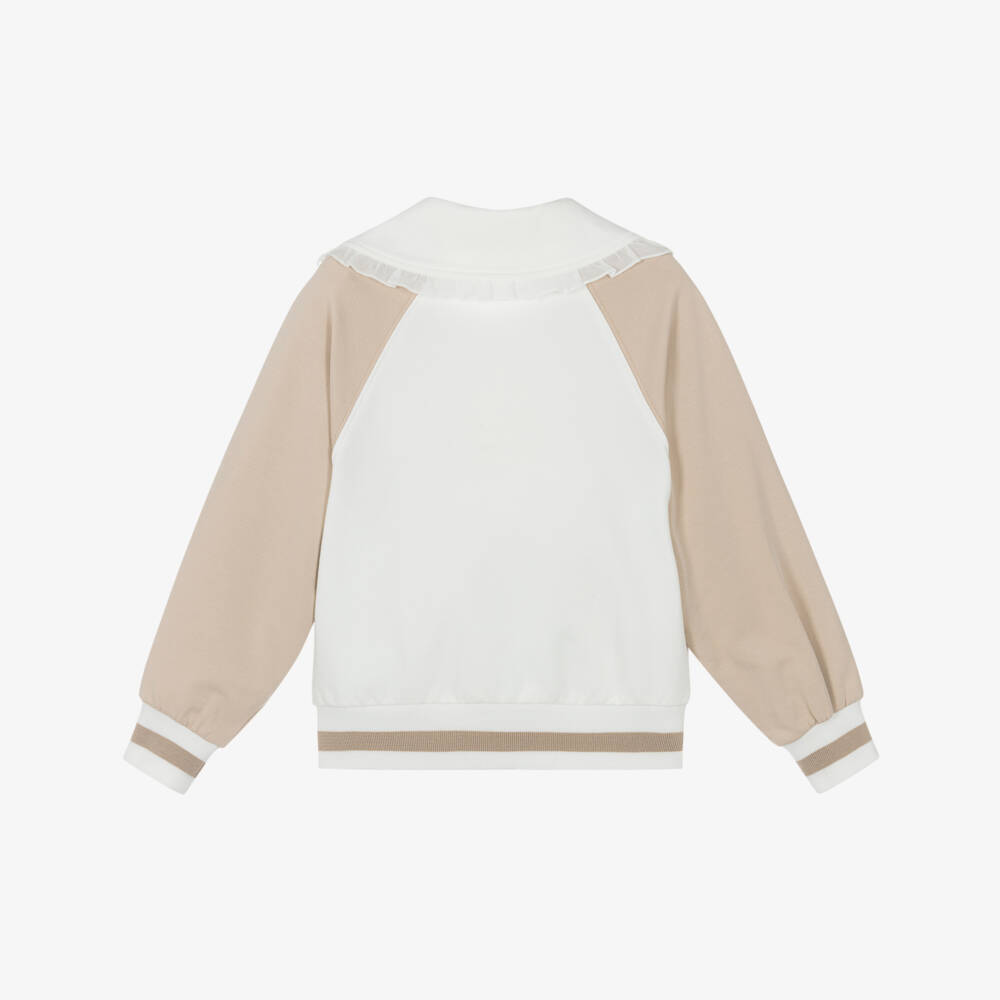 Monnalisa-Girls Ivory Rhinestone Bear Jacket | Childrensalon Outlet