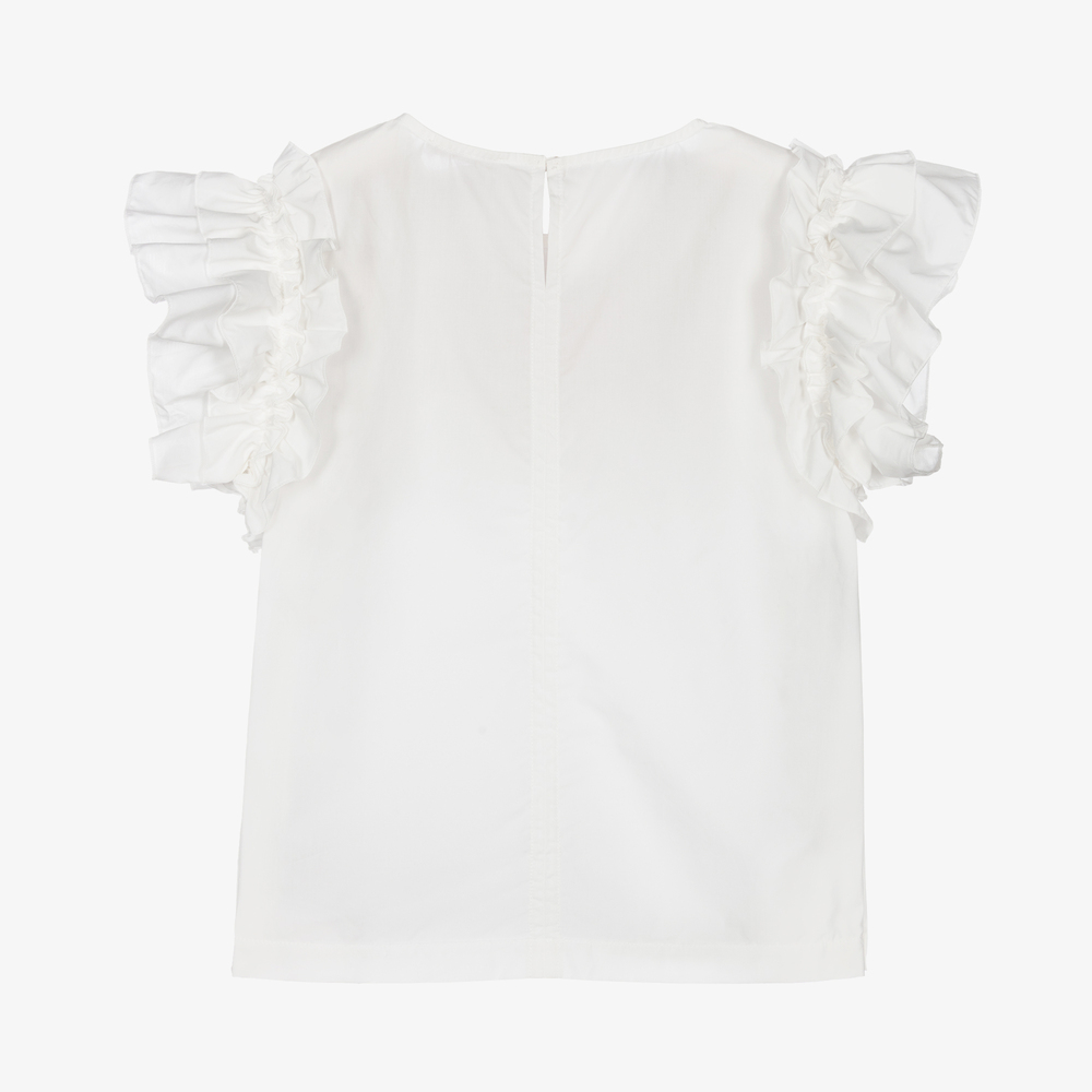 Monnalisa-Girls Ivory Roses Blouse | Childrensalon Outlet