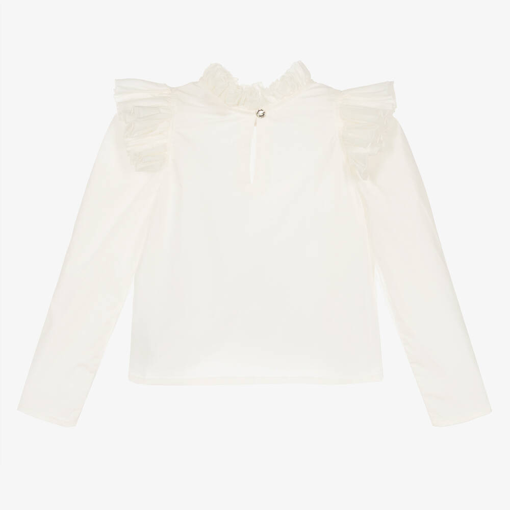Monnalisa-Girls Ivory Ruffle Blouse | Childrensalon Outlet