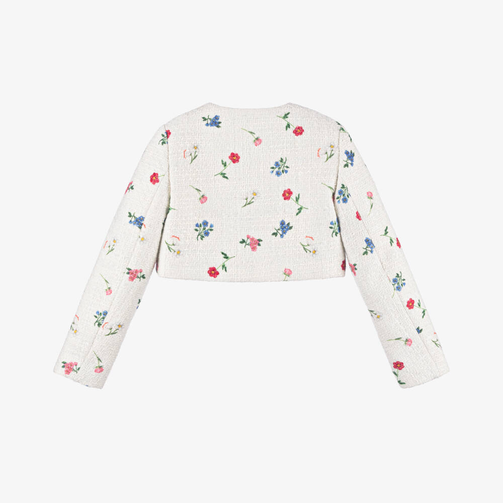 Monnalisa-جاكيت تويد لامع عاجي للبنات | Childrensalon Outlet