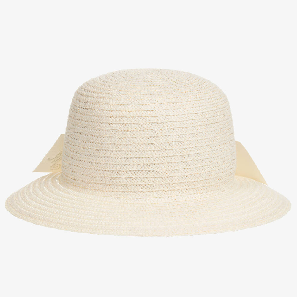 Monnalisa-Girls Ivory Straw Hat | Childrensalon Outlet