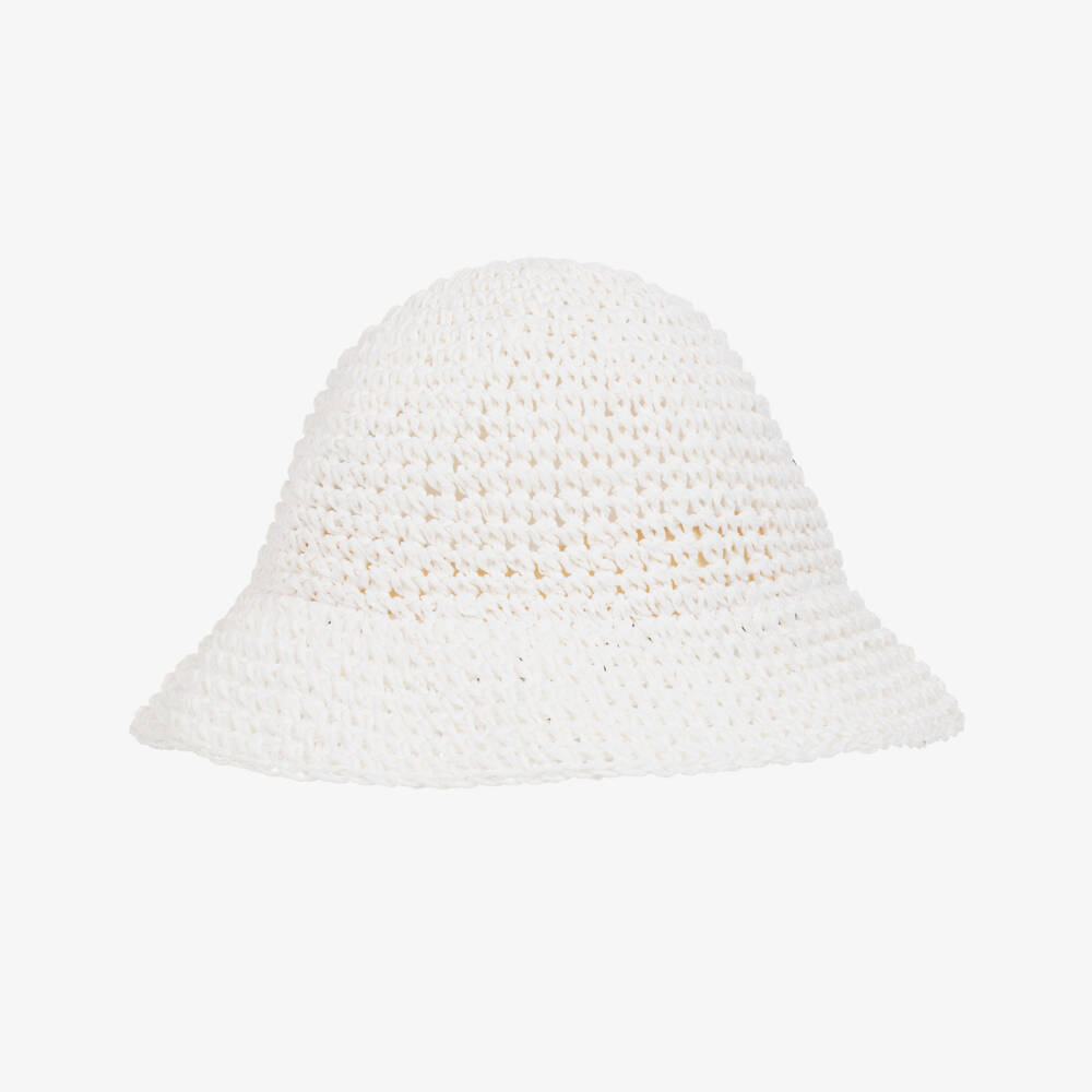 Monnalisa-Girls Ivory Straw Heart Sun Hat | Childrensalon Outlet