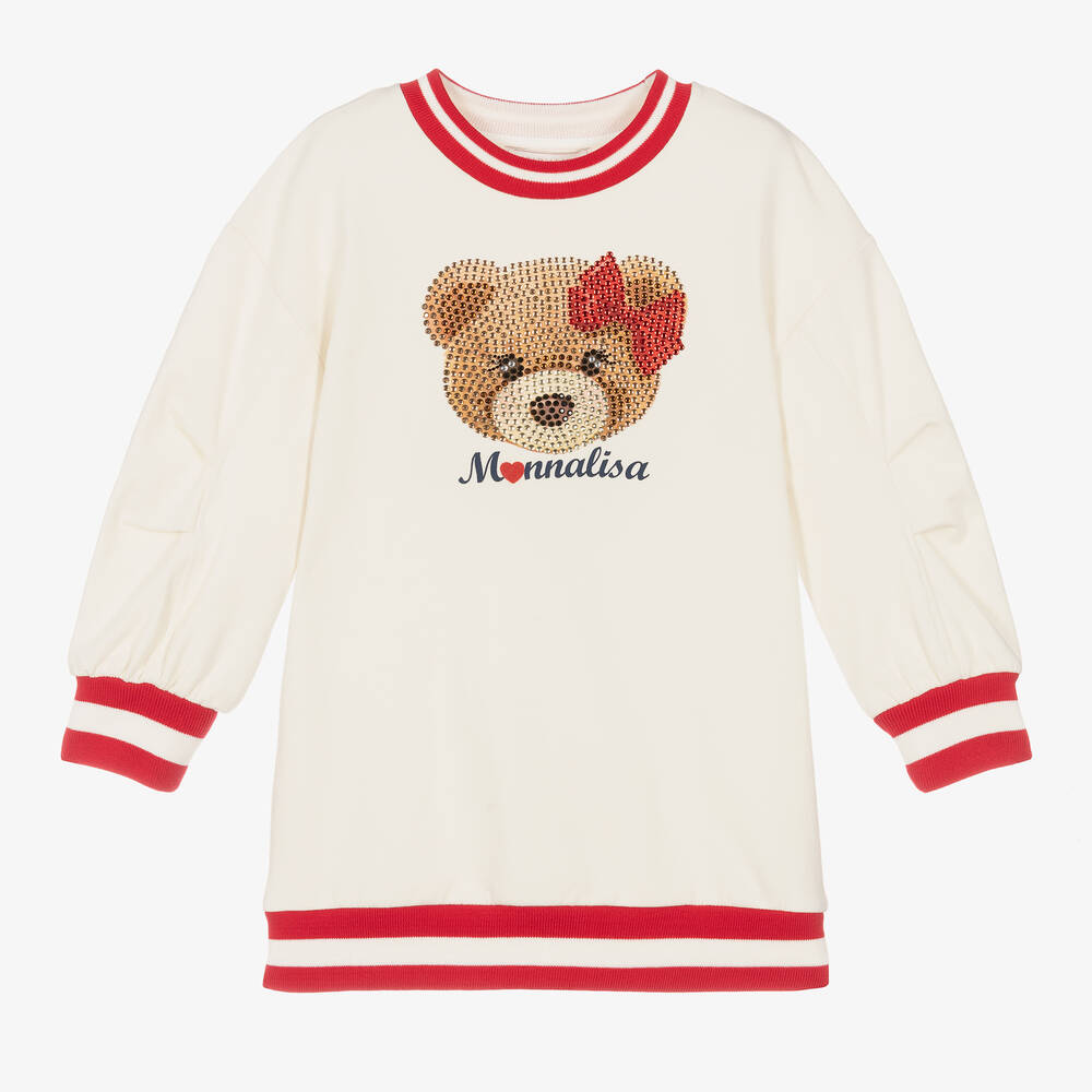 Monnalisa - Elfenbeinfarbenes Sweatshirtkleid (M) | Childrensalon