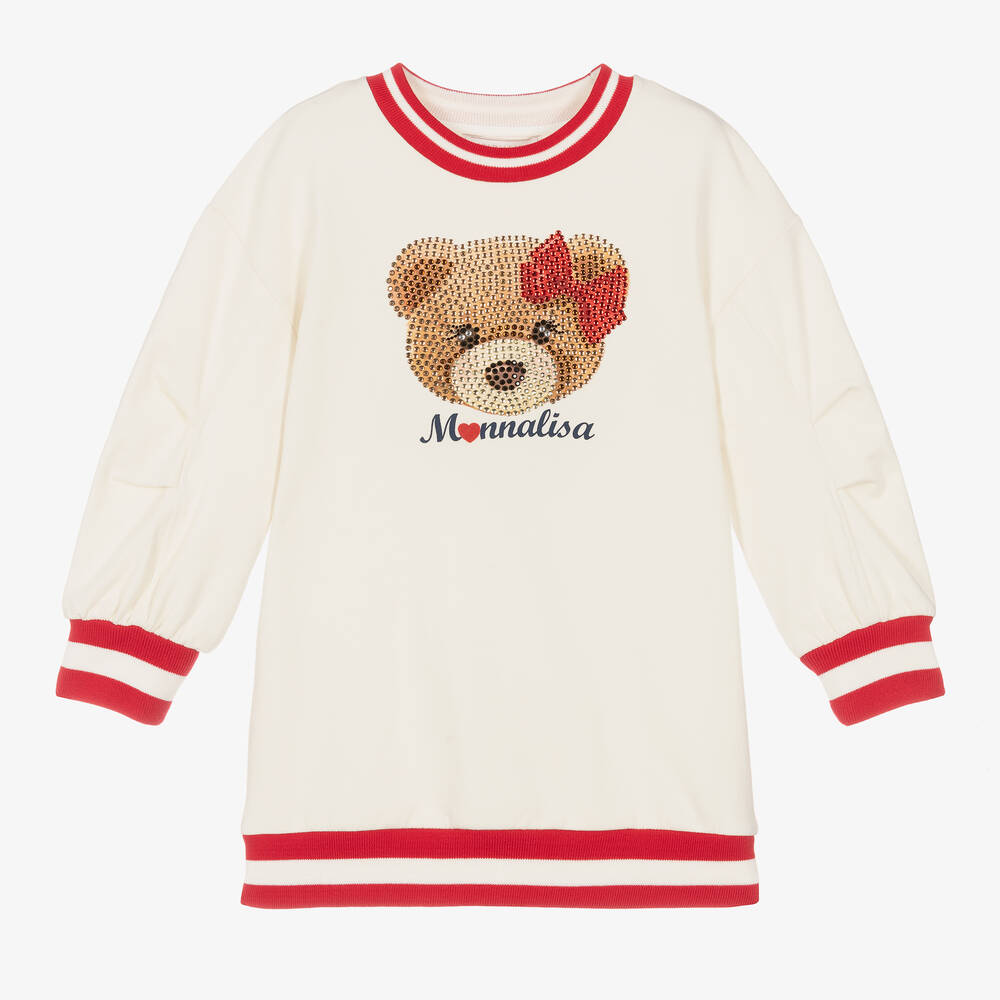 Monnalisa-Girls Ivory Sweatshirt Dress | Childrensalon Outlet