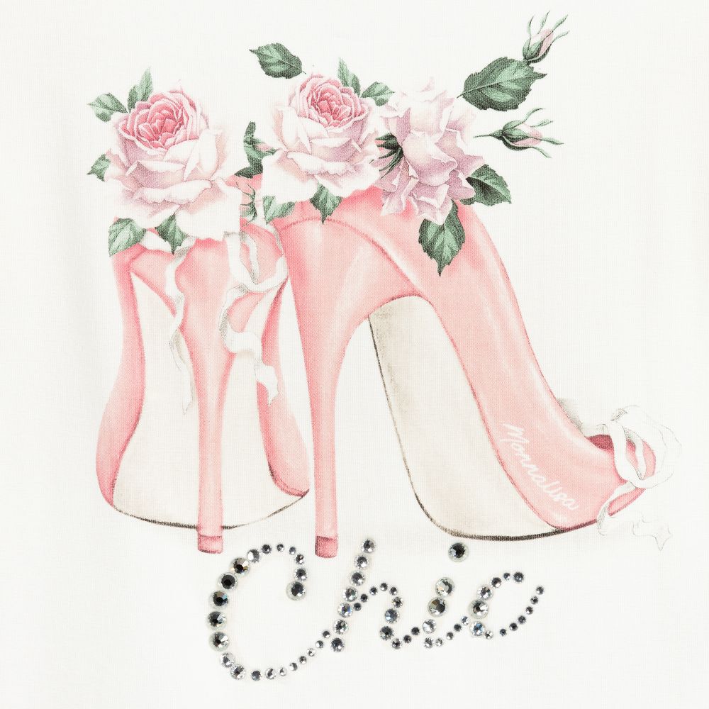 Monnalisa Шик-Футболка для девочек цвета слоновой кости | Childrensalon Outlet