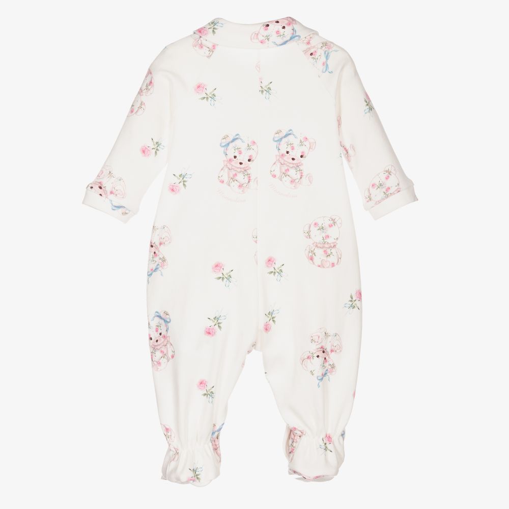 Monnalisa-Girls Ivory Teddies Babygrow  | Childrensalon Outlet