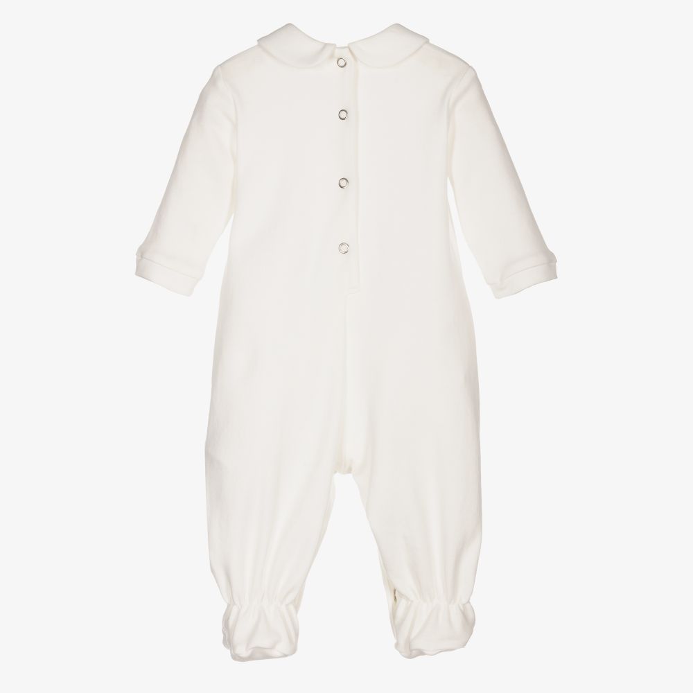 Monnalisa-Girls Ivory Teddy Babygrow  | Childrensalon Outlet