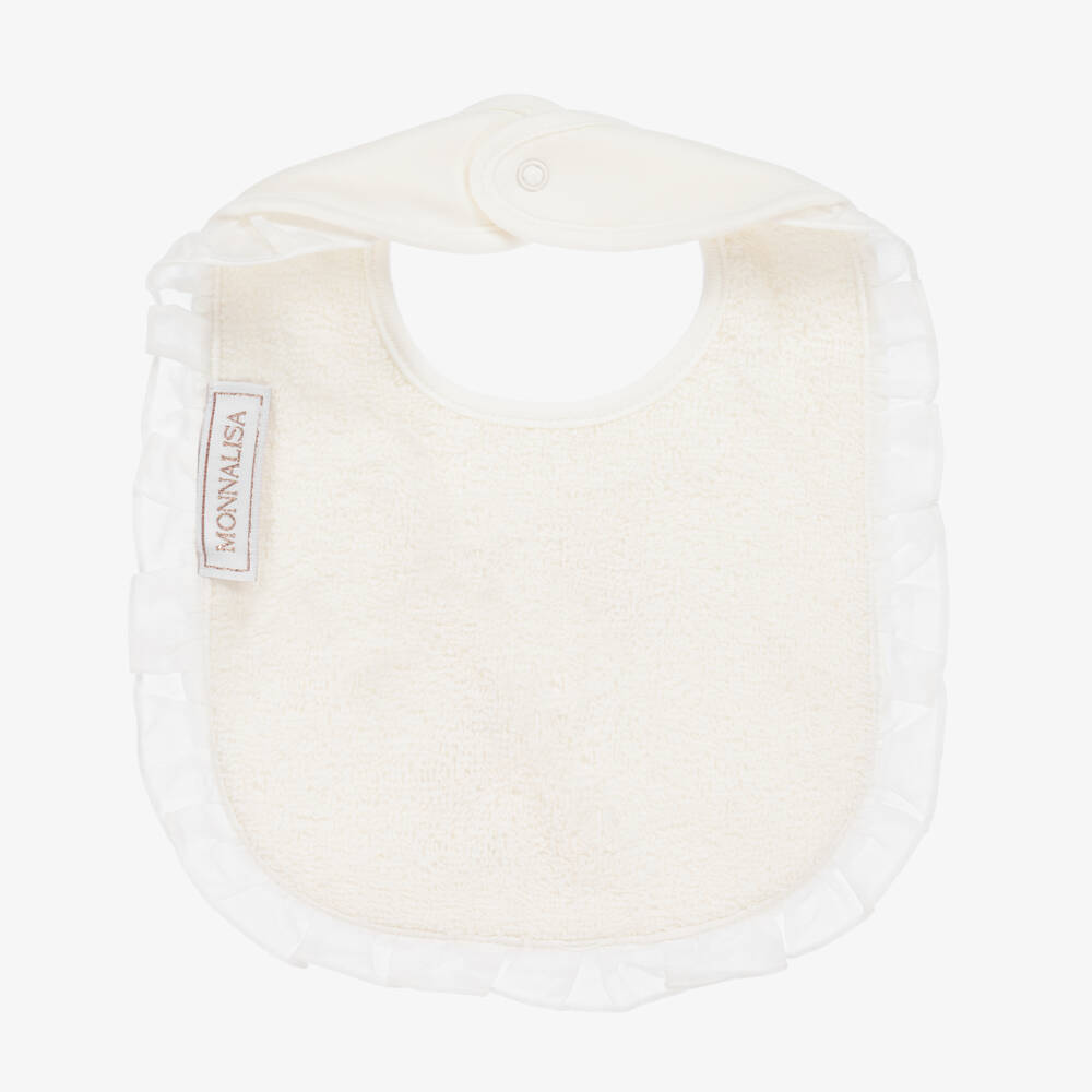 Monnalisa-Girls Ivory Teddy Bear Cotton Bib | Childrensalon Outlet