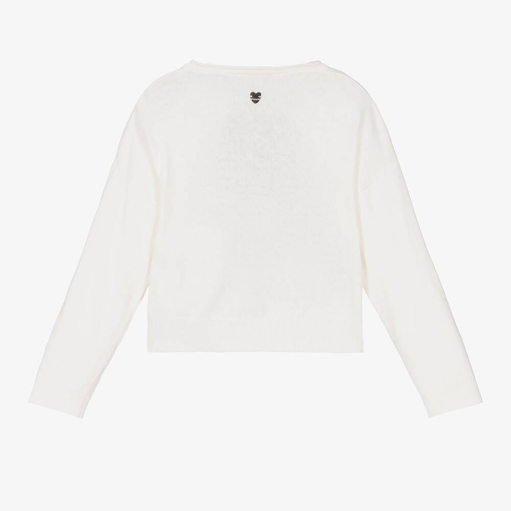 Monnalisa-Girls Ivory Teddy Bear Knit Sweater | Childrensalon Outlet