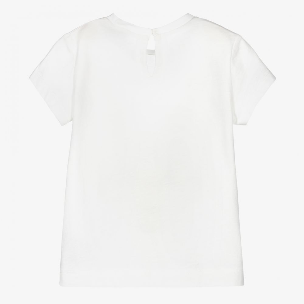 Monnalisa-Girls Ivory Teddy T-Shirt  | Childrensalon Outlet