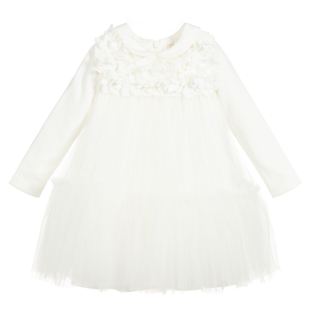 Monnalisa - Girls Ivory Tulle Dress | Childrensalon