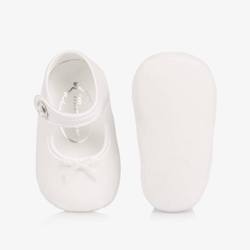Monnalisa-Кремовые бархатные первые туфли для девочек | Childrensalon Outlet