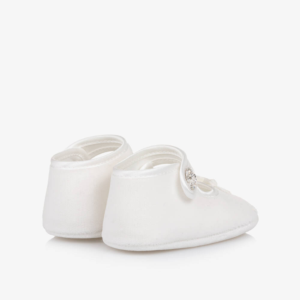 Monnalisa-Кремовые бархатные первые туфли для девочек | Childrensalon Outlet