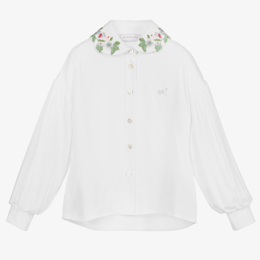 Monnalisa - Кремовая блузка из вискозы для девочек | Childrensalon