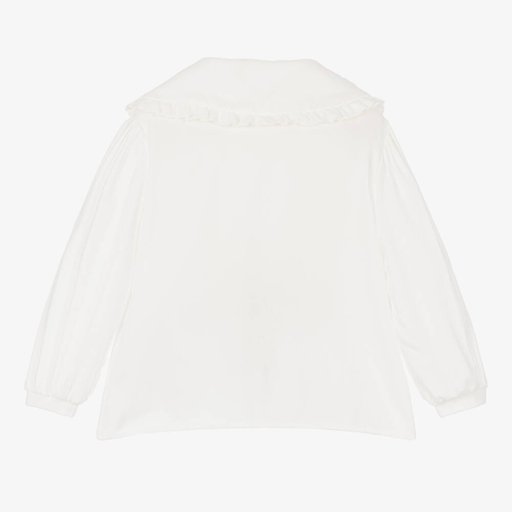 Monnalisa-Girls Ivory Viscose Teddy Bear Blouse | Childrensalon Outlet