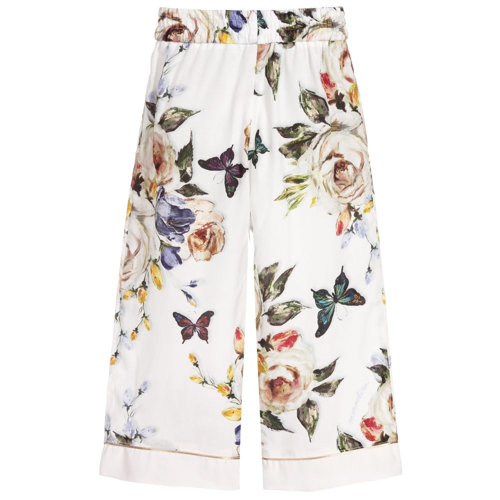 Monnalisa-Girls Ivory Viscose Trousers | Childrensalon Outlet