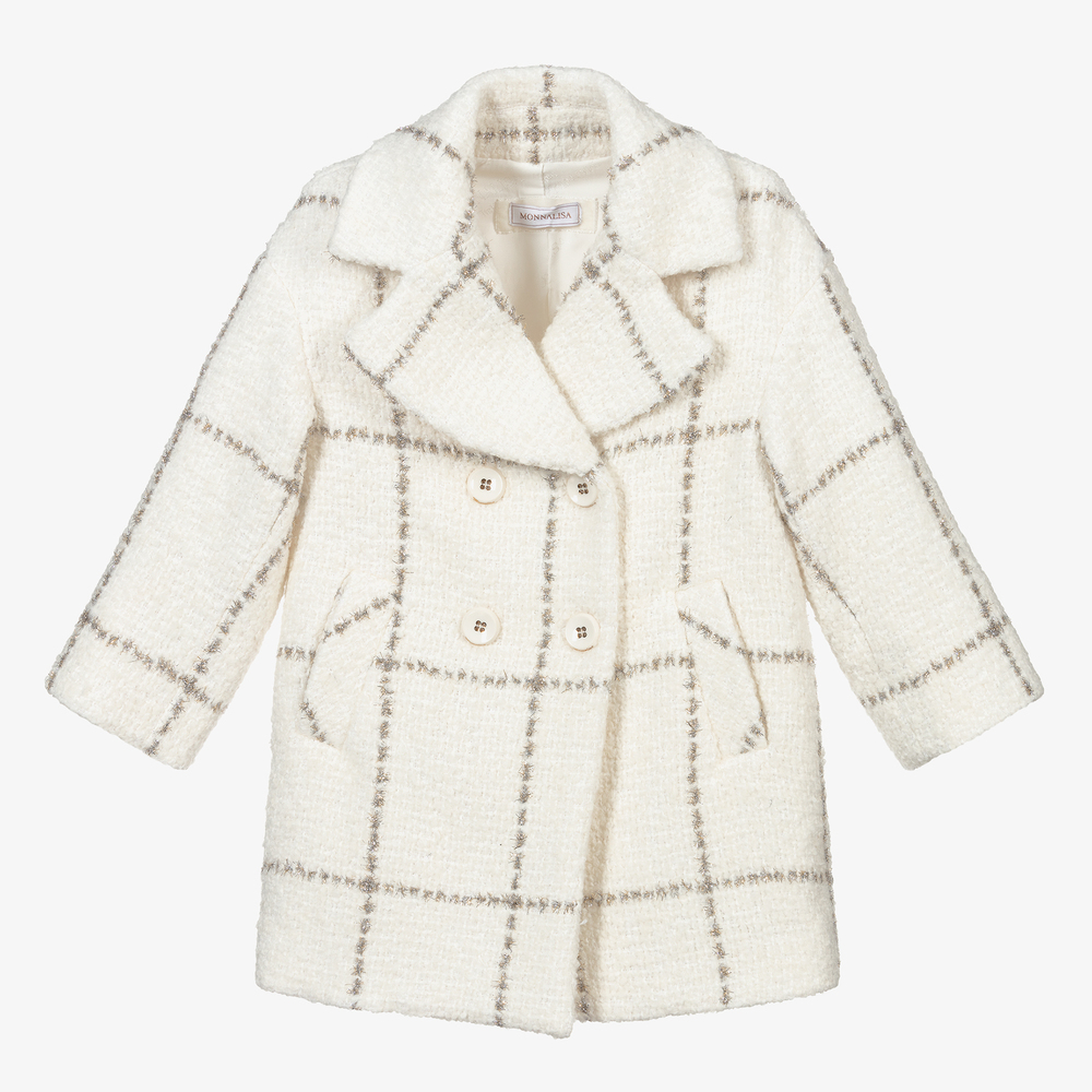 Monnalisa - Кремовое шерстяное пальто для девочек | Childrensalon