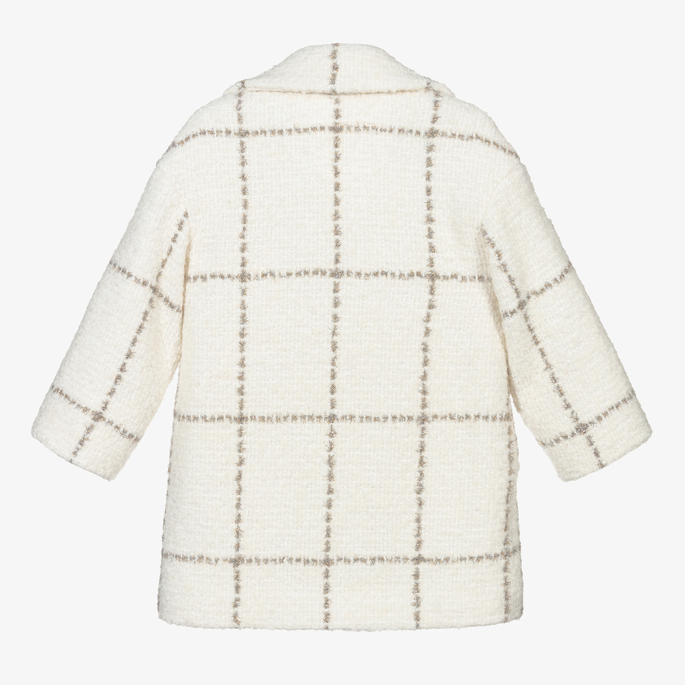 Monnalisa-Кремовое шерстяное пальто для девочек | Childrensalon Outlet
