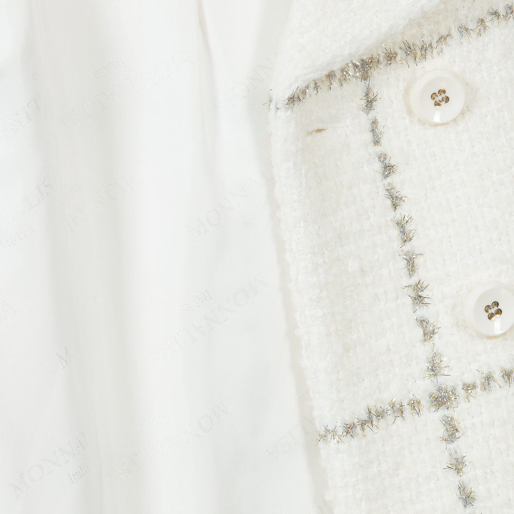 Monnalisa-Кремовое шерстяное пальто для девочек | Childrensalon Outlet