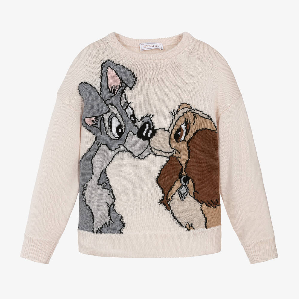 Monnalisa-Girls Ivory Wool Disney Jumper | Childrensalon Outlet