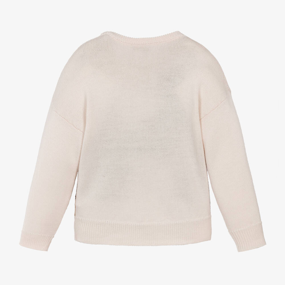 Monnalisa-بلوفر بطبعة ديزني صوف محبوك لون بيج للبنات | Childrensalon Outlet
