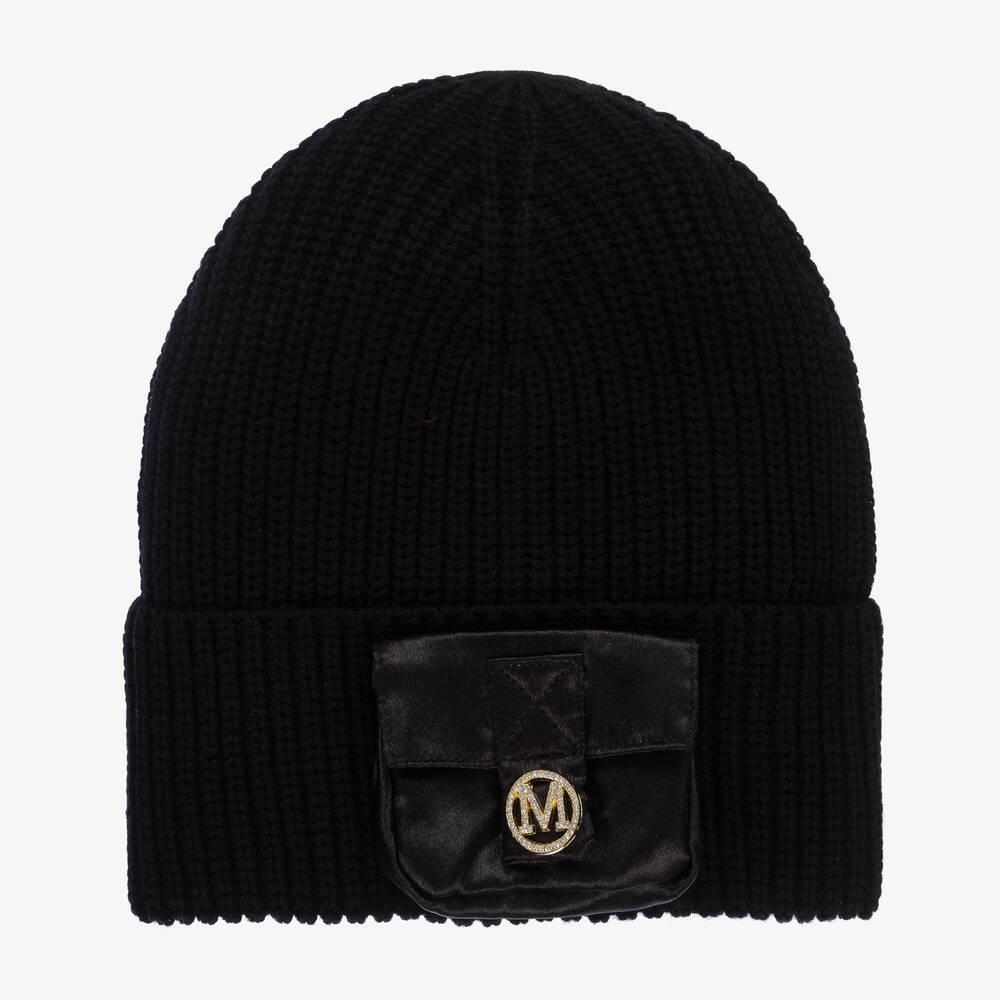 Monnalisa - Schwarze Strick-Beanie für Mädchen | Childrensalon