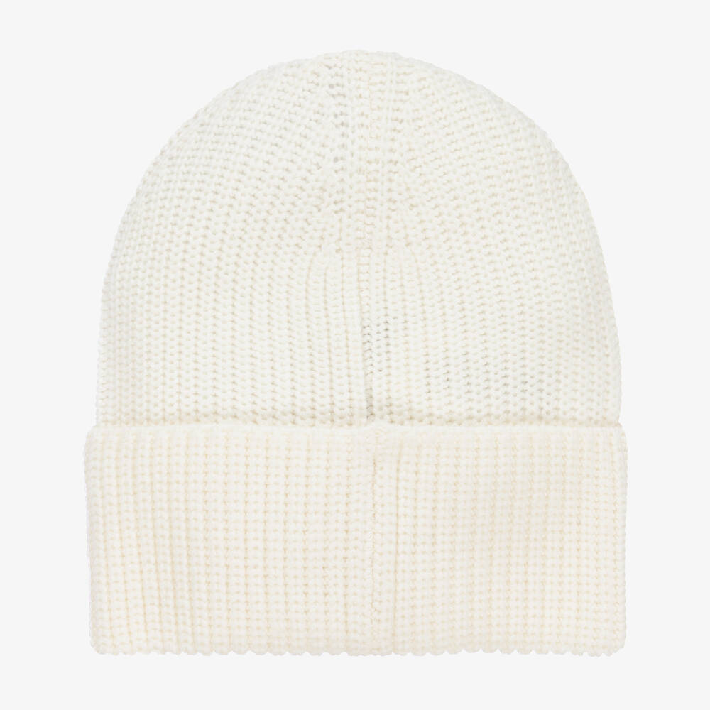 Monnalisa-قبعة بيني مزيج صوف محبوك لون عاجي للبنات | Childrensalon Outlet