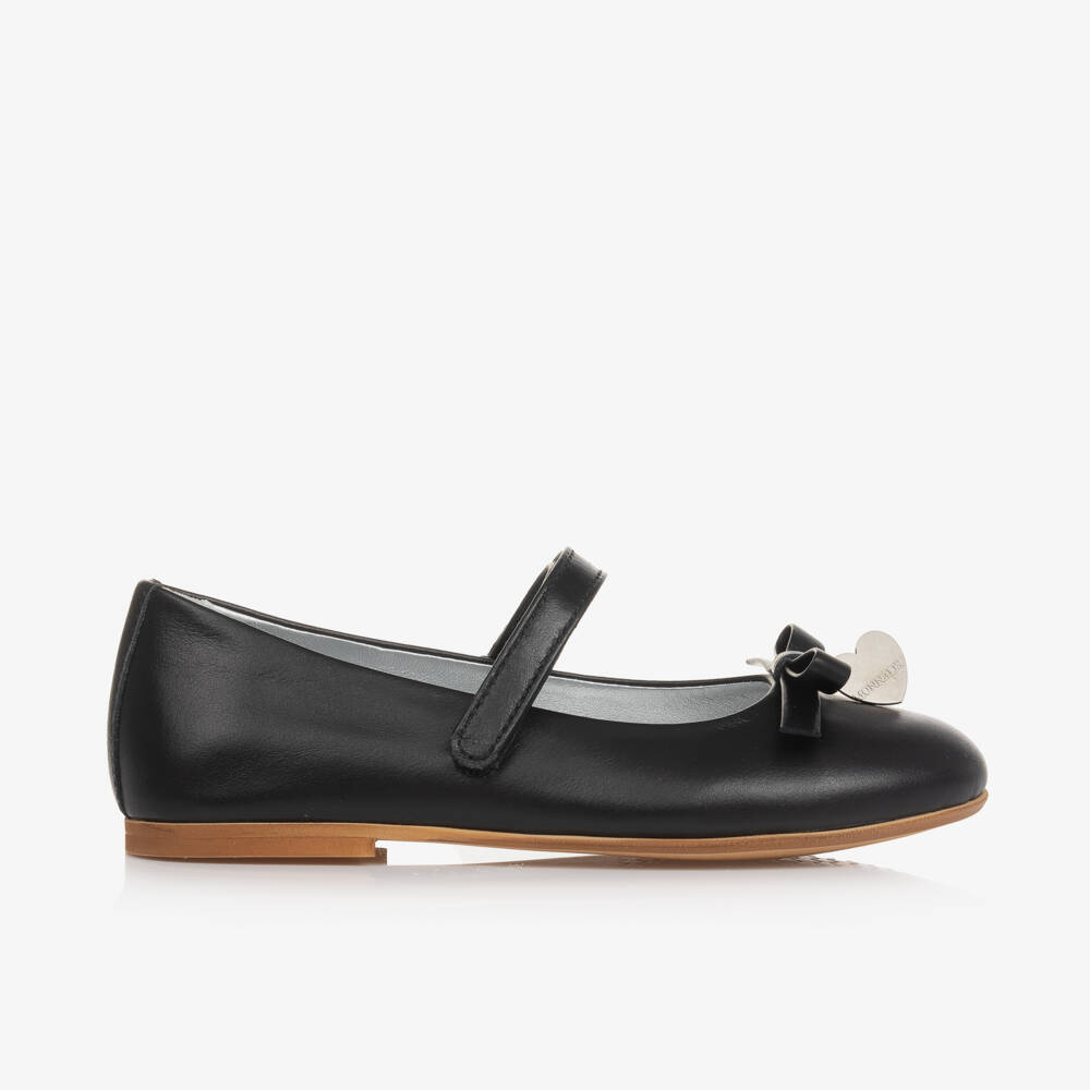 Monnalisa-Girls Leather Bow Pumps | Childrensalon Outlet