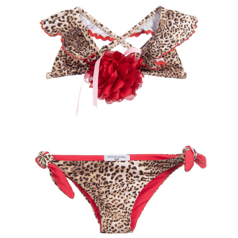 red and leopard print bikini