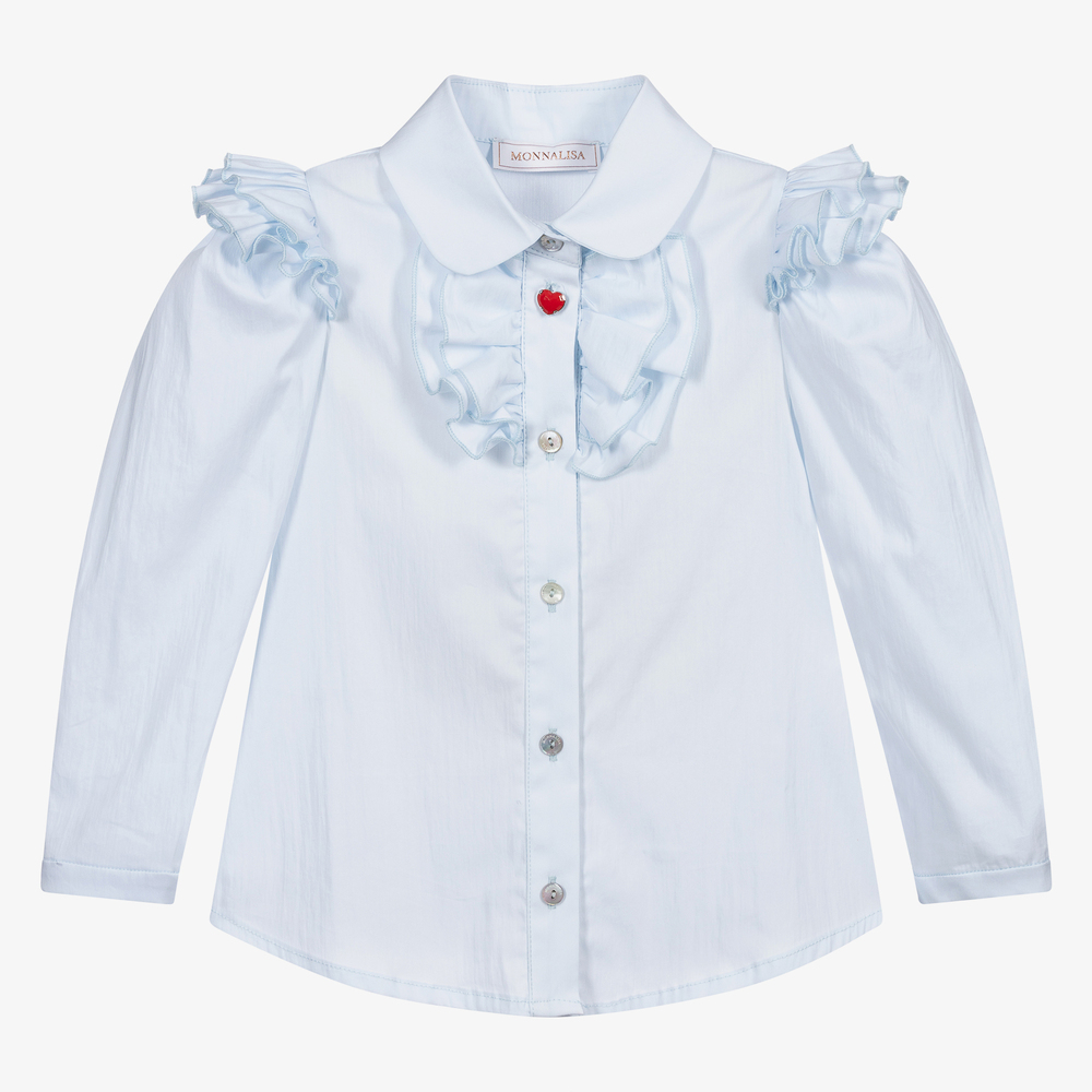 Monnalisa - Голубая блузка с рюшами для девочек | Childrensalon