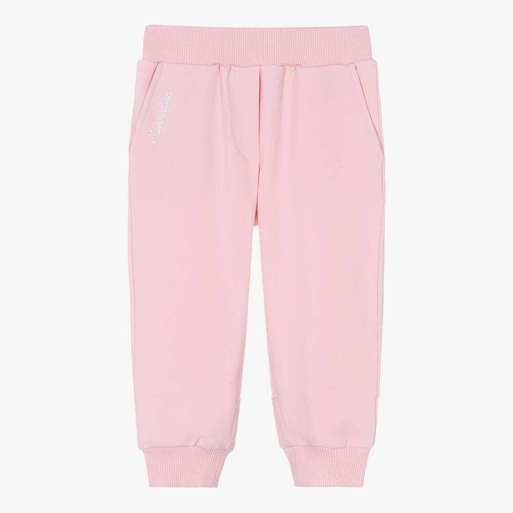 Monnalisa-Girls Light Pink Cotton Bow Joggers | Childrensalon Outlet