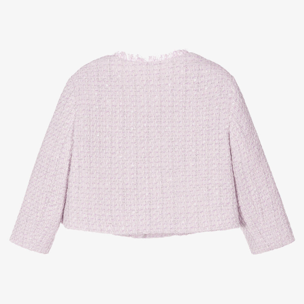 Monnalisa Chic-جاكيت تويد بوكليه لون زهري للبنات | Childrensalon Outlet