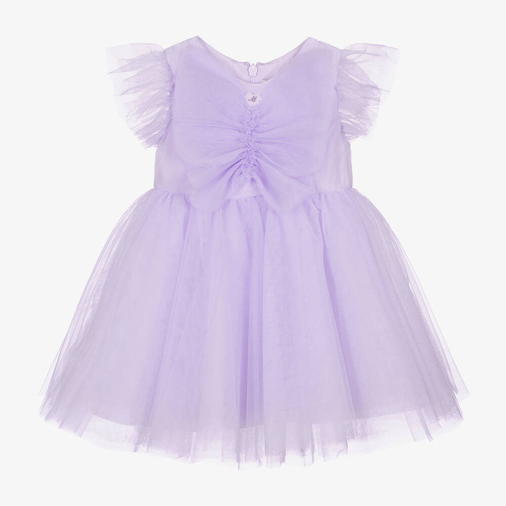 Monnalisa - Girls Lilac Tulle Dress | Childrensalon