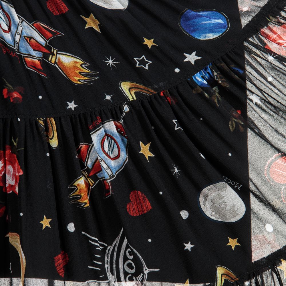 Monnalisa-Girls Long Black Chiffon Skirt | Childrensalon Outlet