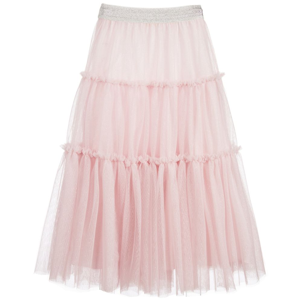 Monnalisa Шик-Girls Long Pink Tulle Skirt | Childrensalon Outlet