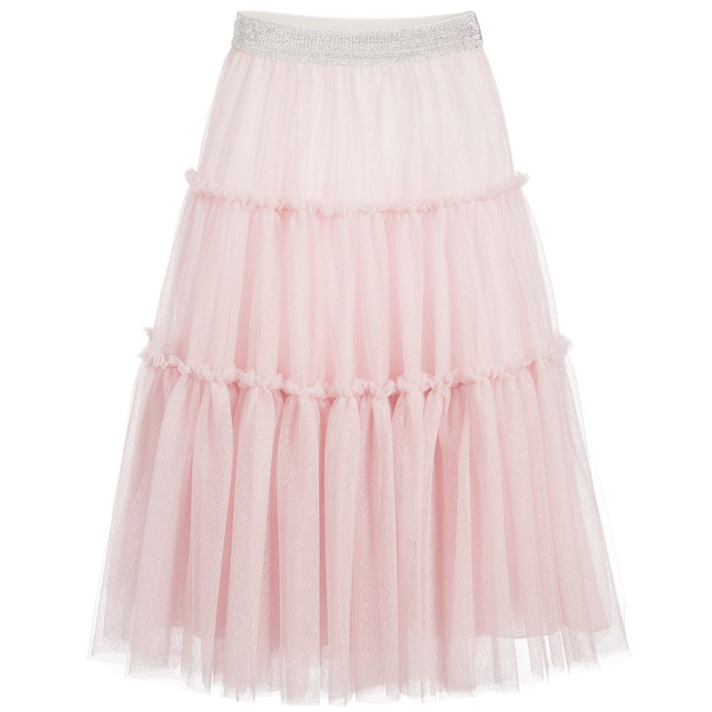 Monnalisa Chic - Girls Long Pink Tulle Skirt | Childrensalon